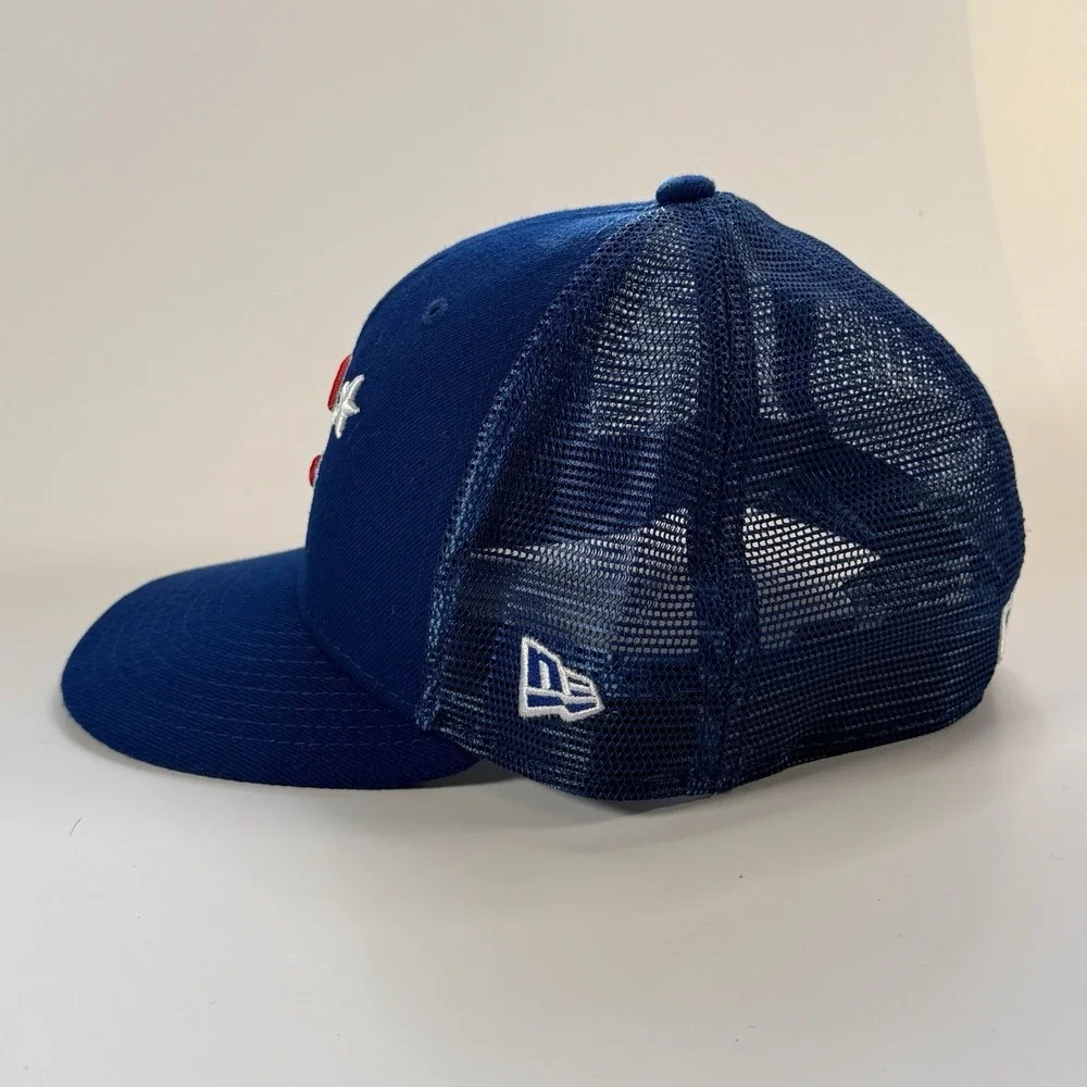 New Era Chicago Cubs Fitted Baseball Mesh On-Field Cap Hat 7 1/4 Blue Floral‎